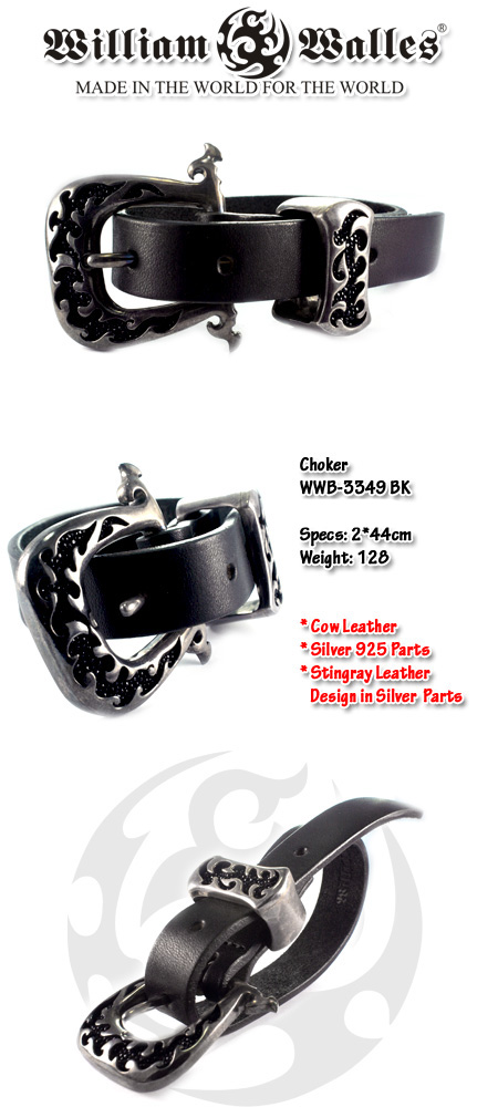 Leather ChokerU[uXbg WWB-3349 BK